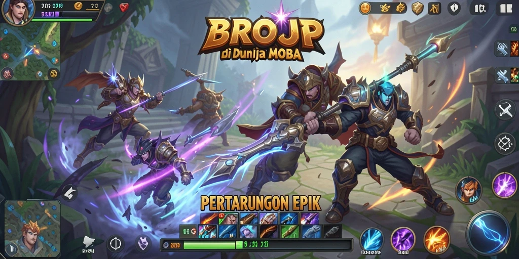Screenshot utama BROJP menampilkan pertarungan seru antar pemain.