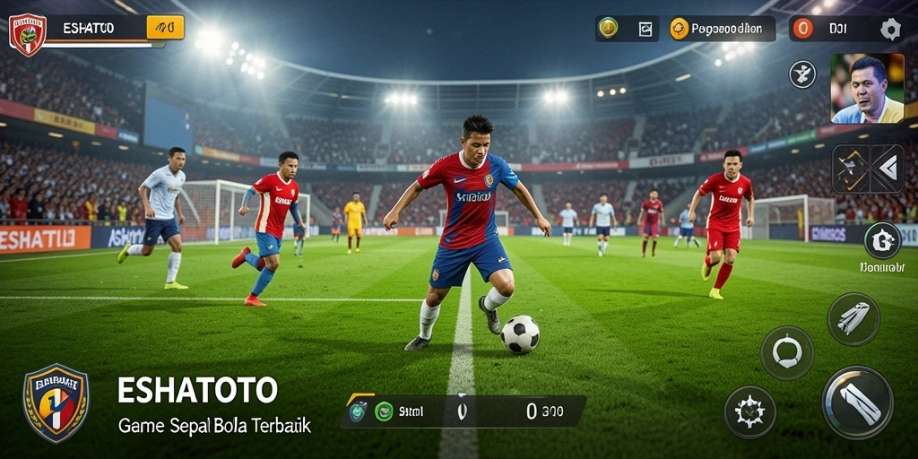 Screenshot ESHATOTO menampilkan aksi seru di lapangan sepak bola.