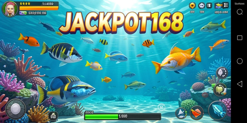Tampilan menarik dari gameplay JACKPOT168 saat menangkap ikan.