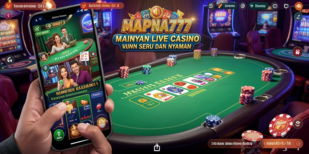 Screenshot gameplay MAPNA777 dengan dealer langsung di meja kasino.