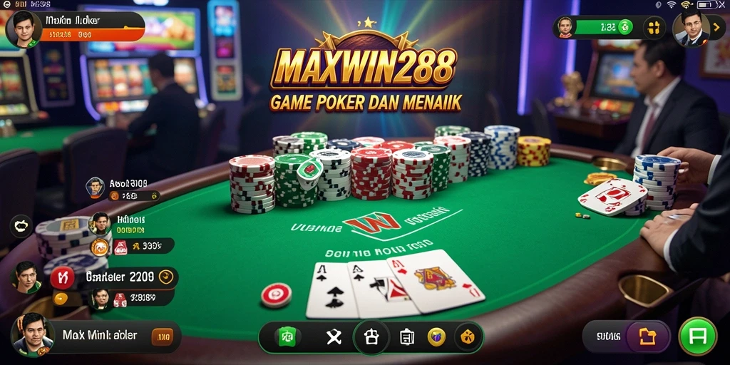 Tampilan gameplay menarik dari MAXWIN288 dengan suasana poker yang mendebarkan.