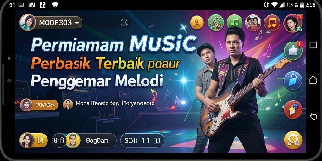 Screenshot gameplay MODE303 menampilkan keterlibatan pemain dalam permainan musik.