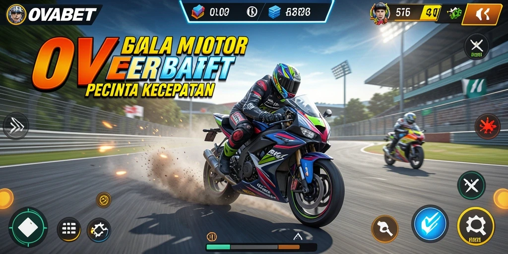 Screenshot menampilkan aksi balap motor yang mendebarkan dan kompetitif.