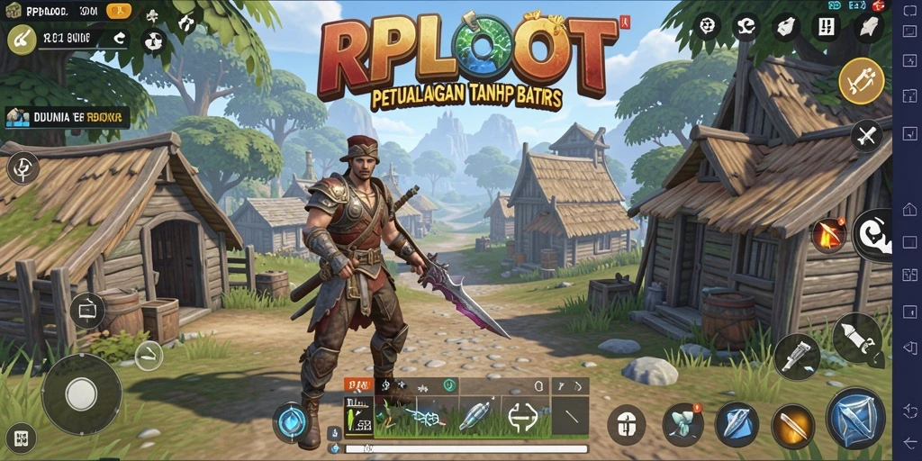 Tangkapan layar dari gameplay RPLOOT yang menampilkan dunia terbuka yang luas.
