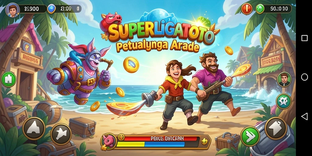 Screenshot game <strong>SUPERLIGATOTO</strong> yang menampilkan aksi gameplay arcade yang seru.