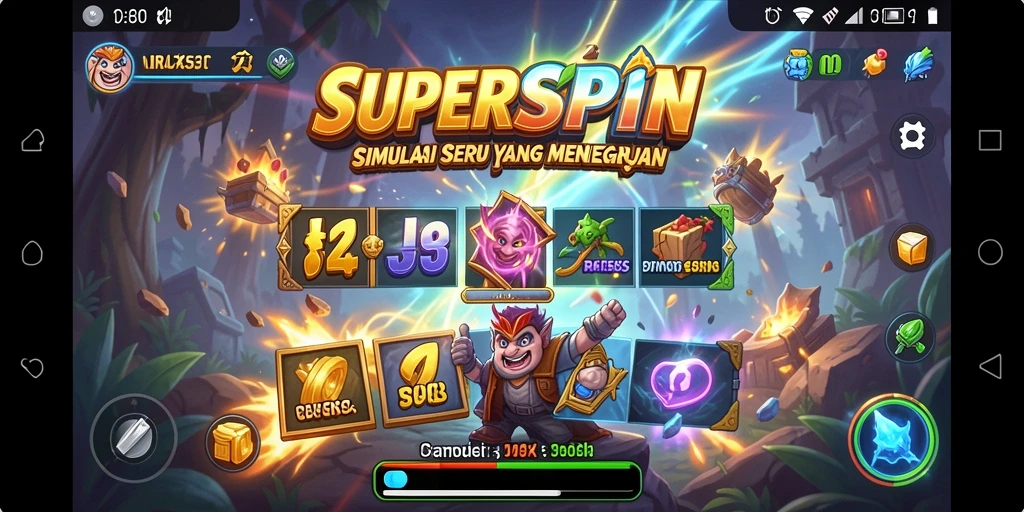 Tampilan gameplay yang menarik dan mendebarkan dari SUPERSPIN.
